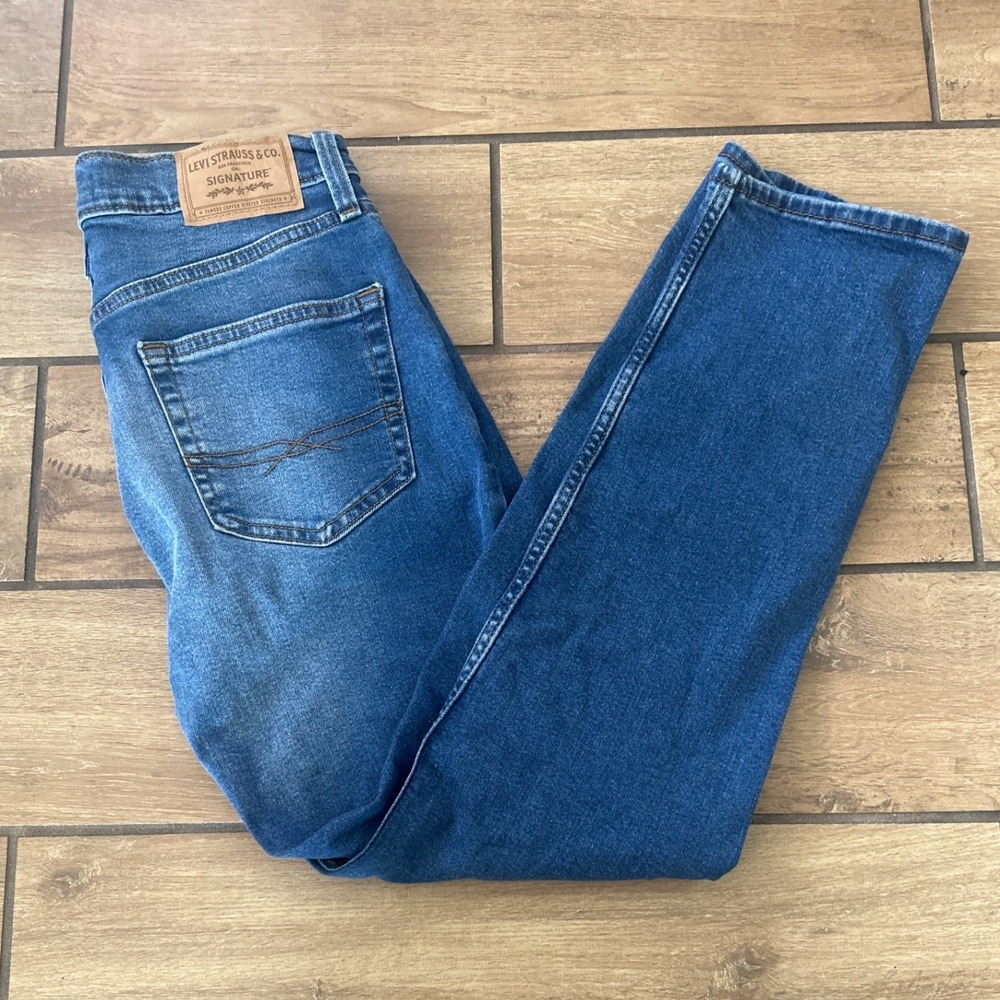 Levi Strauss Signature Slim Jeans Mens 29x30 Blue Excellent Stretch Denim